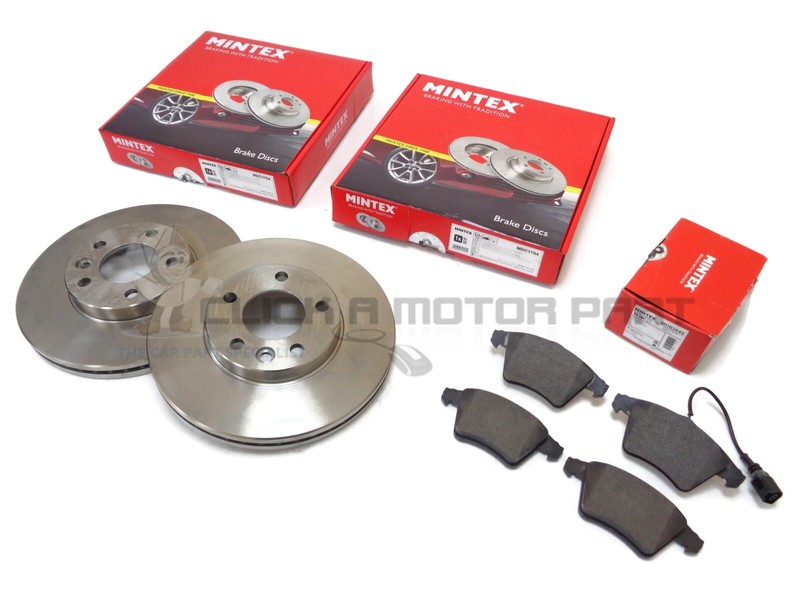 VW TRANSPORTER T5 2.0 TDi FRONT 2 MINTEX BRAKE DISCS AND PADS (CHECK SIZE 308MM)