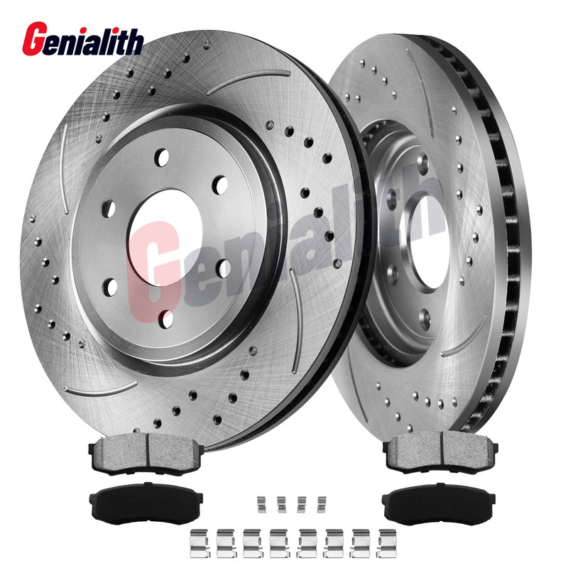 Rear Drilled Disc Rotors Black Ceramic Brake Pads for Toyota 4Runner