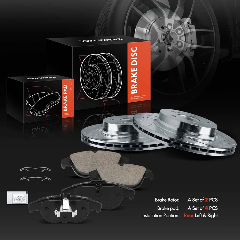 6x Rear Drilled Rotors & Ceramic Brake Pad for Mercedes-Benz C250 2012-2015 C300 gallery