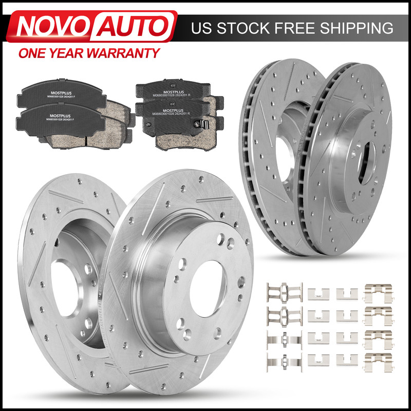 4x Front & Rear Disc Brake Rotor Ceramic Brake Pad Kit For 03-07 HONDA Accord