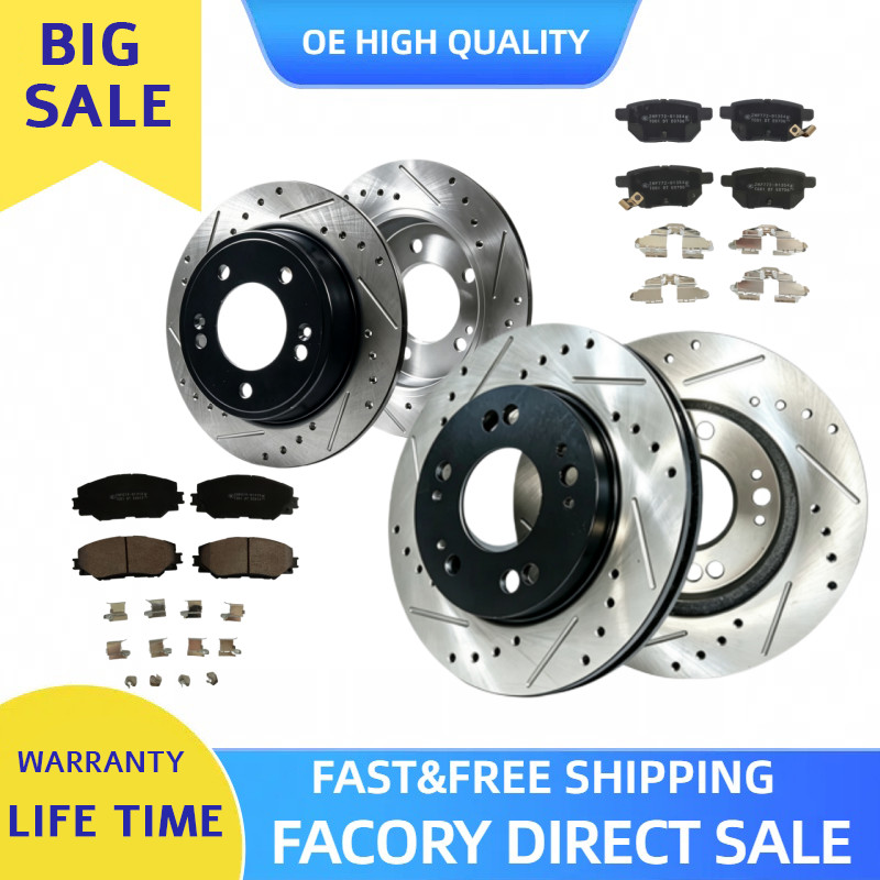 275mm Front Rear Drilled Slotted Rotors Brake Pads for 2009-2012 Toyota Matrix