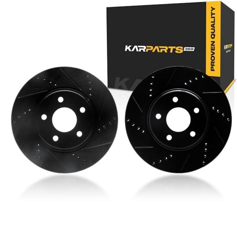 For Pontiac G6 2005-2010 Rotor Set | Drilled And Slotted Rotor Style | Black