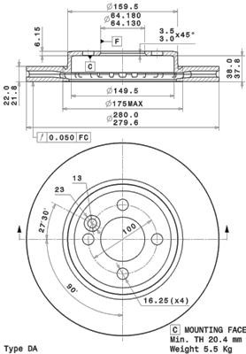 Brembo 09.A761.11 Brake Disc for Mini
