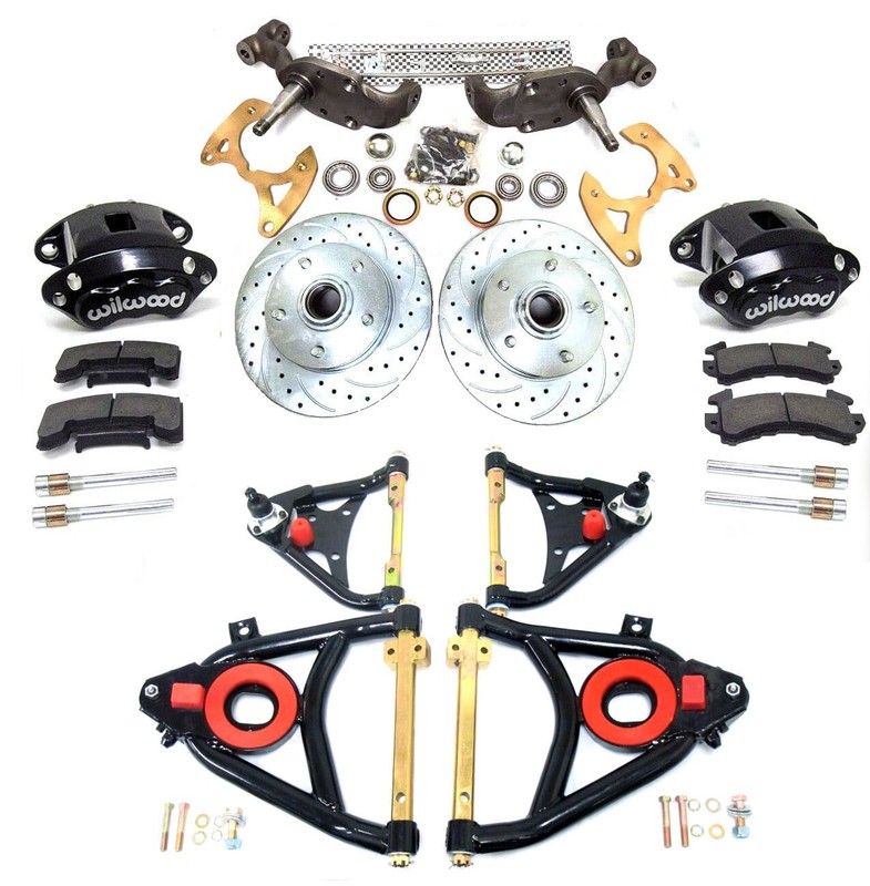 Chevrolet Impala 2″ Drop Spindle Disc Brake Conversion Kit A-Arms Black Wilwood