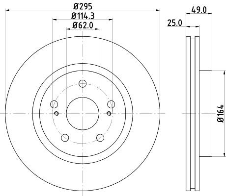 Hella Brake Disc Set Front 54565 295mm x 25mm 05/07 x 114.3mm For SUZUKI XL7 OEM gallery