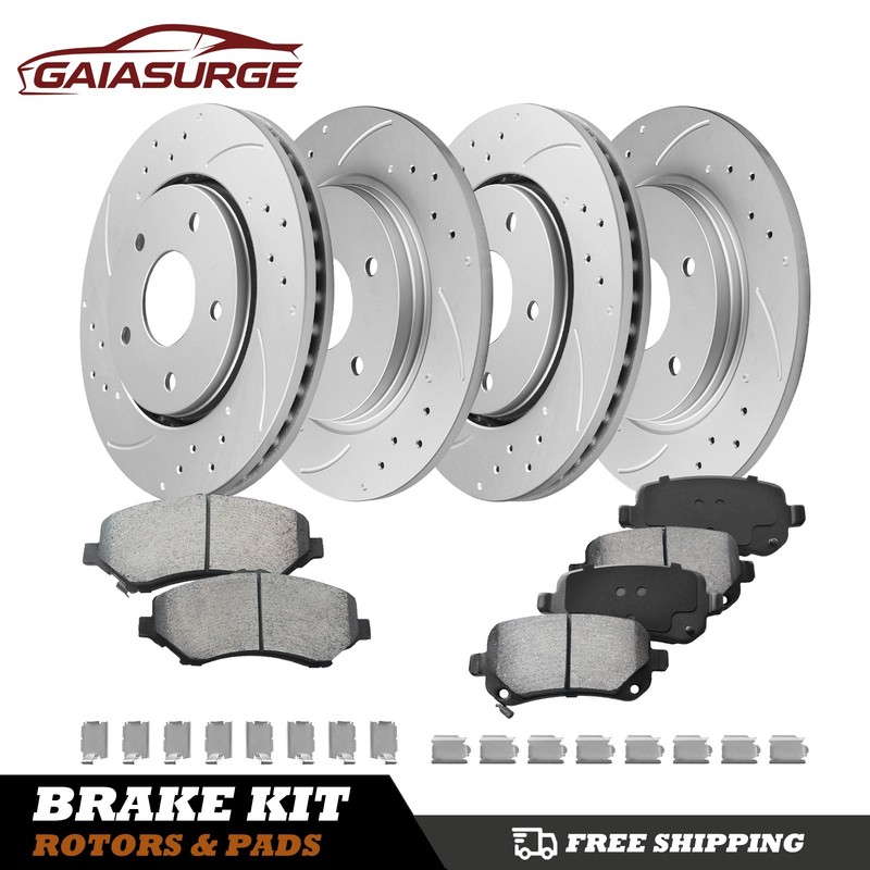 Front Rear Brake Rotors Pads for 08-12 Town Country Grand Caravan Single Piston