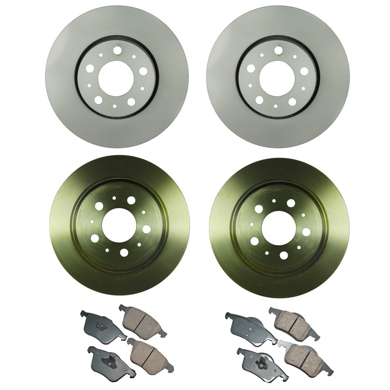 Bosch Front Rear Rotor Akebono EURO Ceramic Brake Pad Kit for Volvo S60 V70