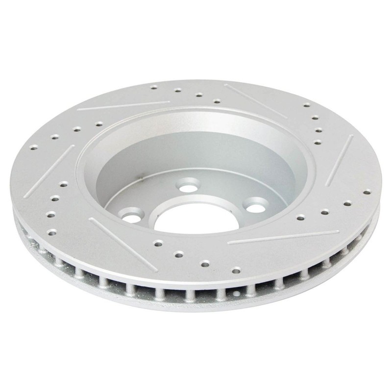 TRQ Front & Rear Performance Brake Rotor Drilled Slotted Zinc Coated Set of 4 gallery