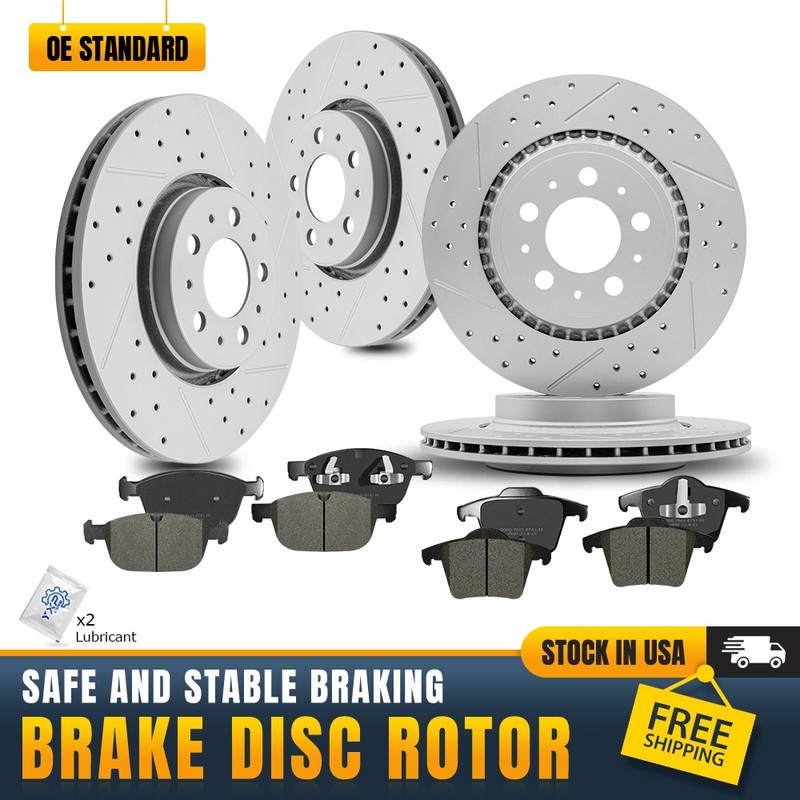 Front Rear Disc Brake Rotors Ceramic Brake Pads for 2010-2013 2014 Volvo XC90