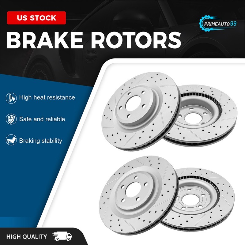 Front Rear Premium Drilled Slotted Disc Brake Rotors for Lincoln Aviator 2020-25