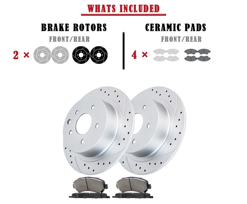 272mm Rear Brake Rotors Pads Kit Fit for Ford Focus 2012-2017 Drilled Slotted gallery