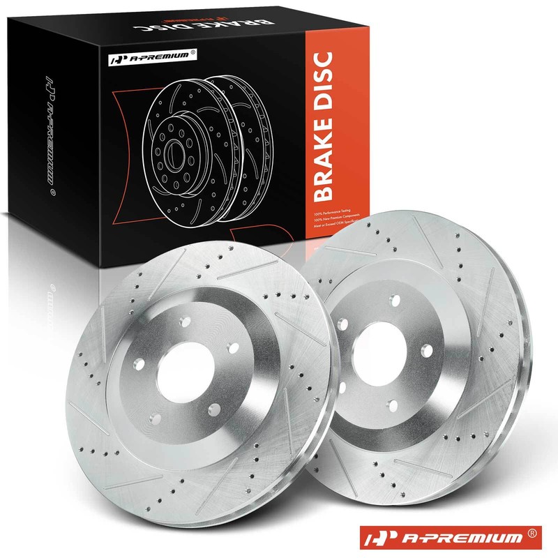 A-Premium Drilled Brake Rotor Front Left & Right for Chevy Corvette Cadillac XLR