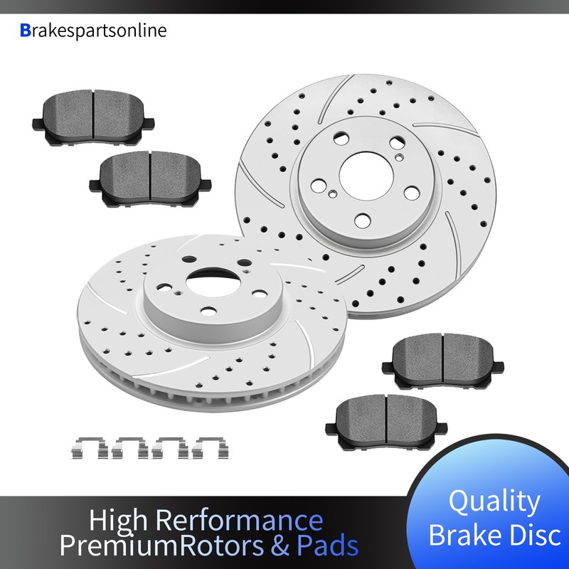 Front Brake Rotors Pads fit for Pontiac Vibe 2003-2008 Corolla 2003-2008 Slotted