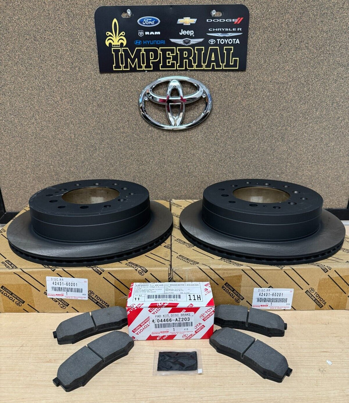 2003-2009 TOYOTA 4RUNNER GENUINE NEW OEM REAR BRAKE ROTORS TCMC PAD KIT & SHIMS gallery