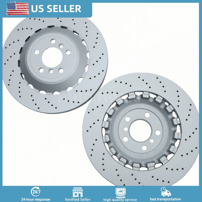 Pack of 2 Rear Vented & Drilled Disc Brake Rotors For BMW F06 F10 F12 F13 M5 M6