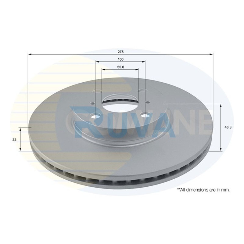 Fits Toyota Yaris 2007- + Other Models Ruva Front Brake Disc #1