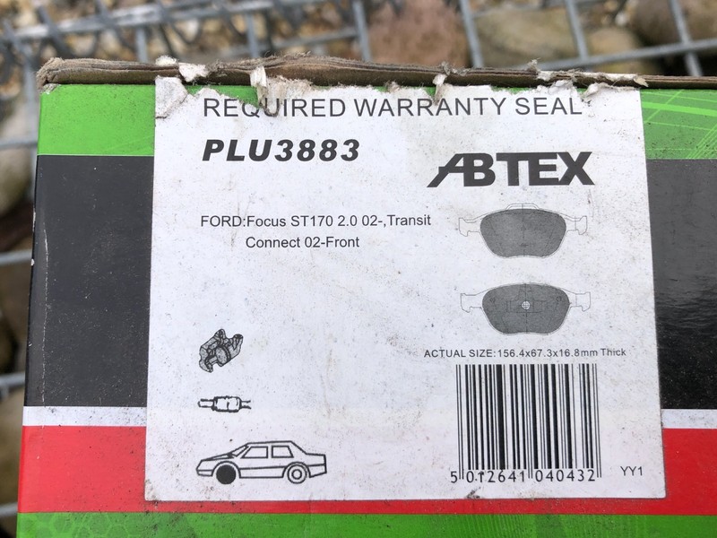 FORD FOCUS ST 170, CONNECT, ABTEX PLU 3883, FRONT PADS, N.O.S. CHECK DETAILS.