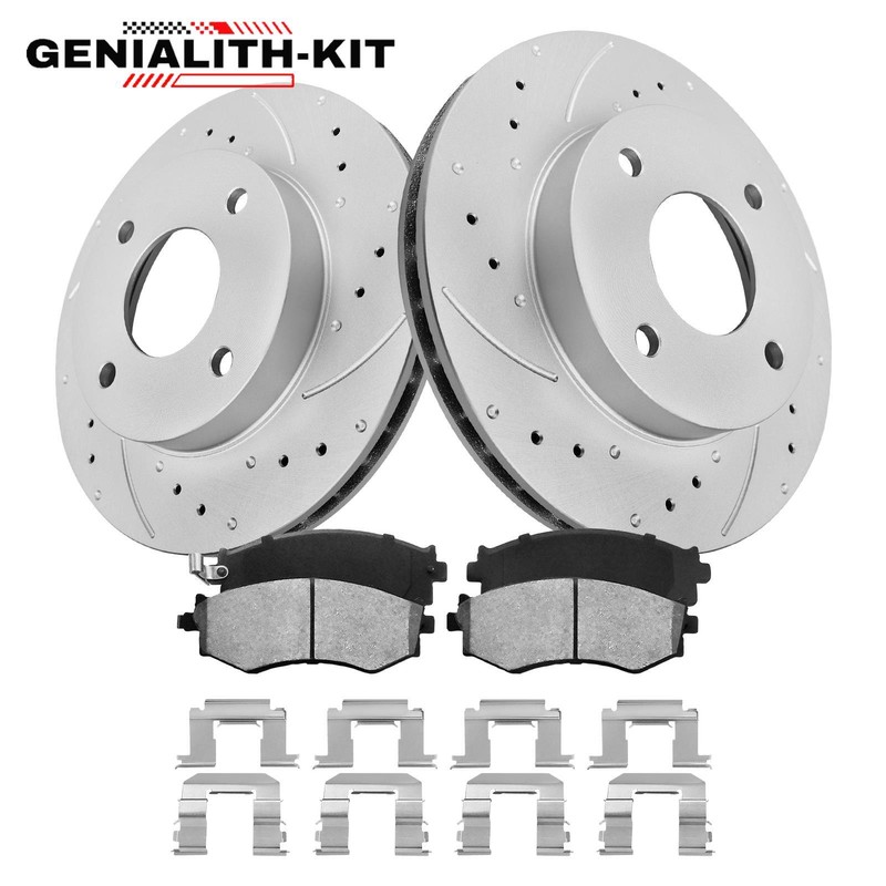 Front Drilled Slotted Rotors + Ceramic Brake Pads for 2002-2006 Nissan Sentra