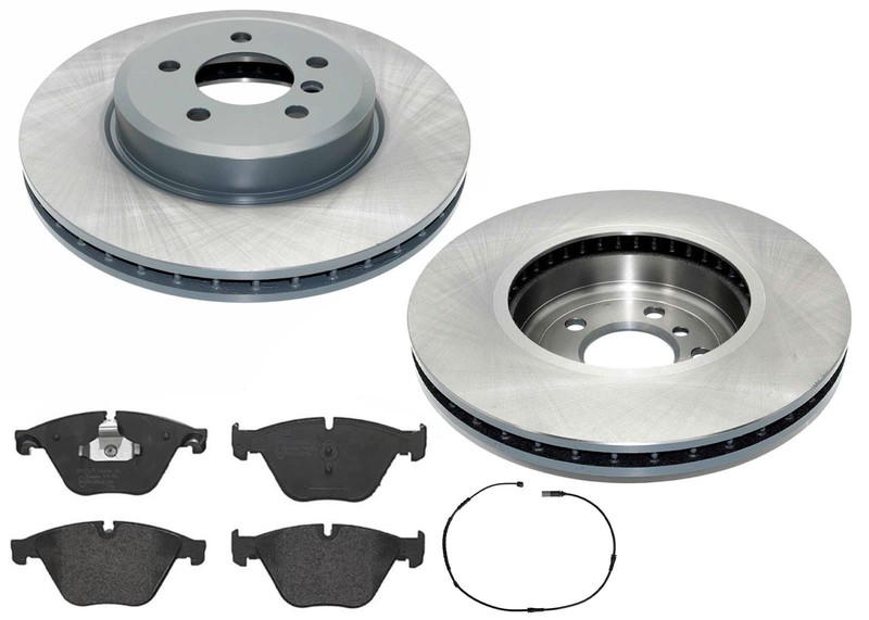 Front 348MM Carbon Coated Rotors & EPS Brake Pads For BMW 535i 2011 2012 2016