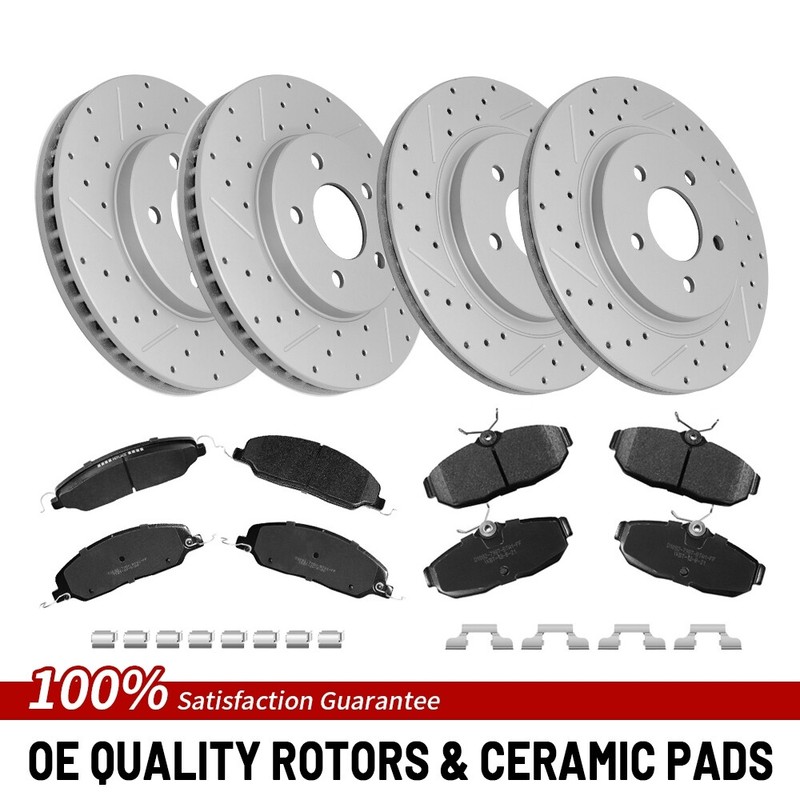 Front Rear Drilled Rotors Ceramic Brake Pads For Ford Mustang 2005 2006 – 2010