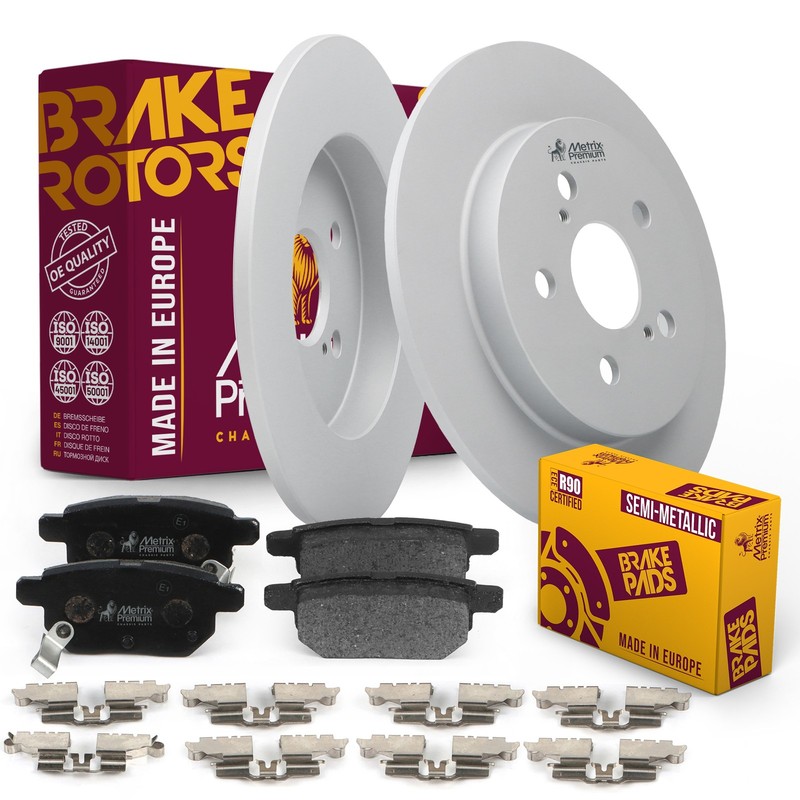 Rear Disc Brake Pad Set & Brake Rotor Kit for Toyota Corolla Matrix Pontiac Vibe