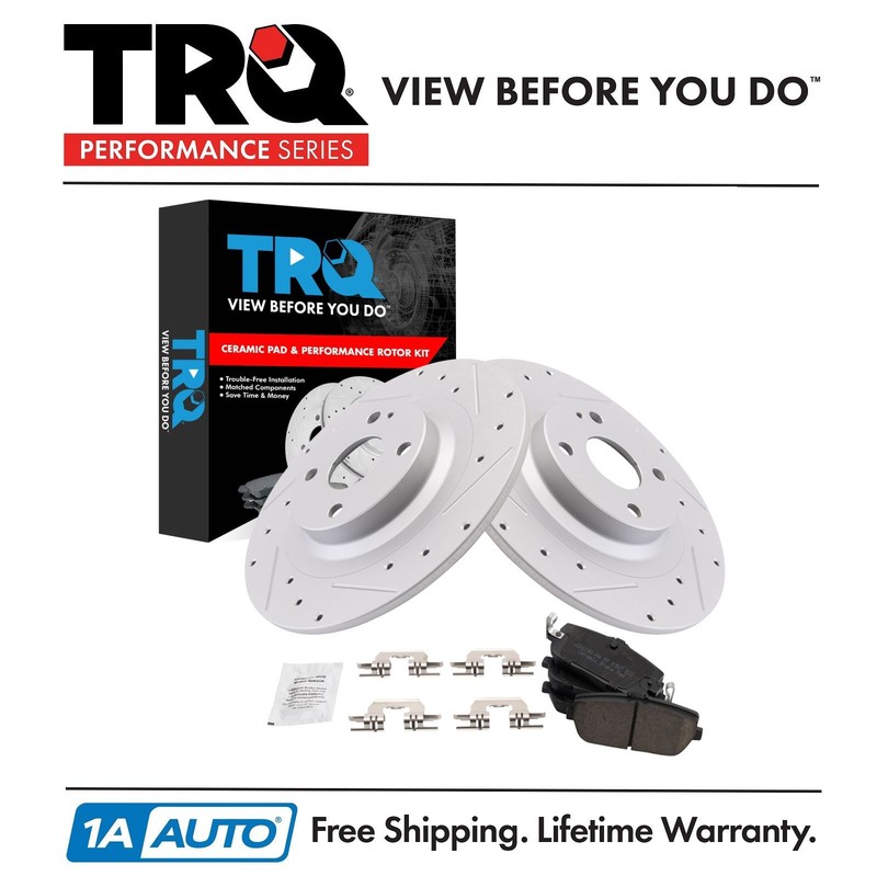 TRQ Performance Rear Brake Pad & Rotor Kit Ceramic Fits Fiat Mazda