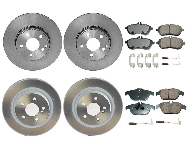 Akebono Front and Rear Brake Kit - Euro Ceramic Pad Disc Rotors For MB C204 C250