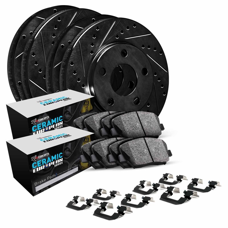 R1 Concepts Whth2 31036 R1 Brake Rotors D S Black W Euro Ceramic Pads