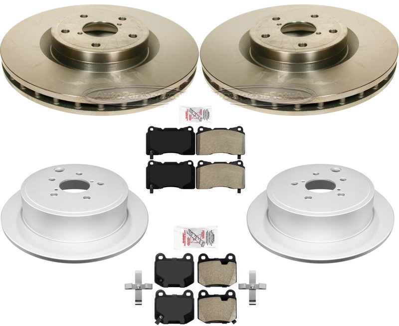 Front Steel & Rear Coated Brake Rotors Brake Pads For Subaru WRX STI 2008-2009