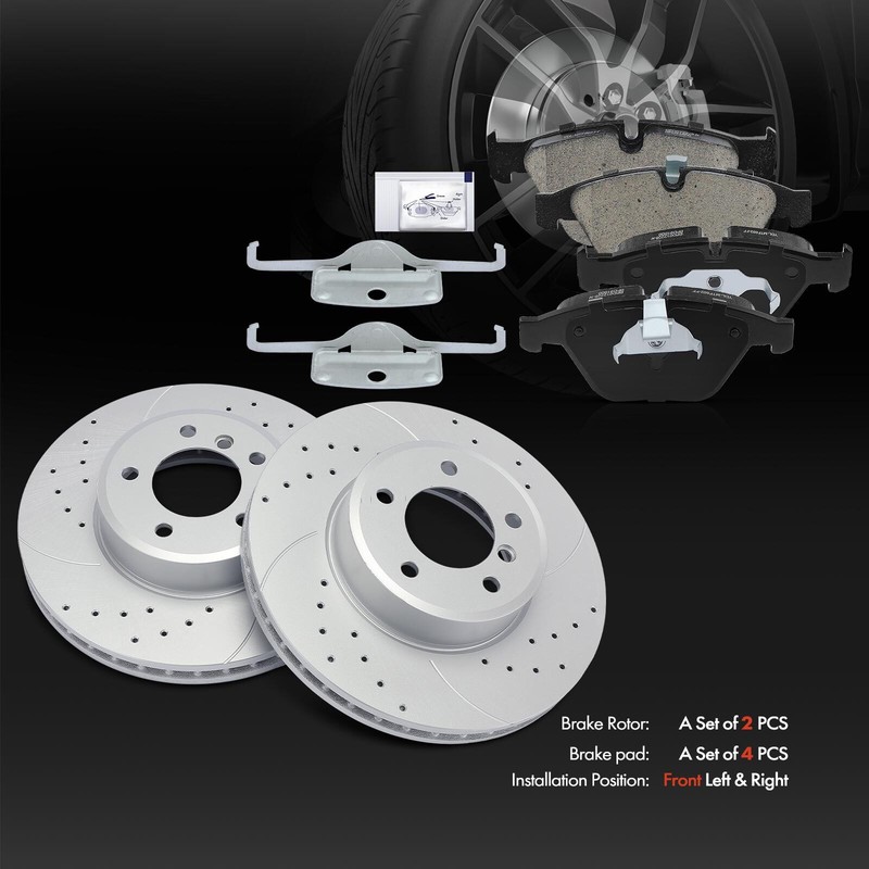 Front Drilled Brake Rotor & Ceramic Brake Pad for BMW 525i 2004-2007 525xi 530xi gallery