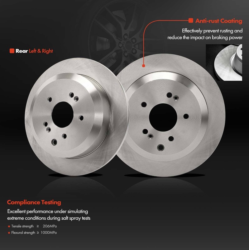 6pcs Rear Brake Rotors + Ceramic Brake Pads for Hyundai Veracruz 2007 2008-2012 gallery