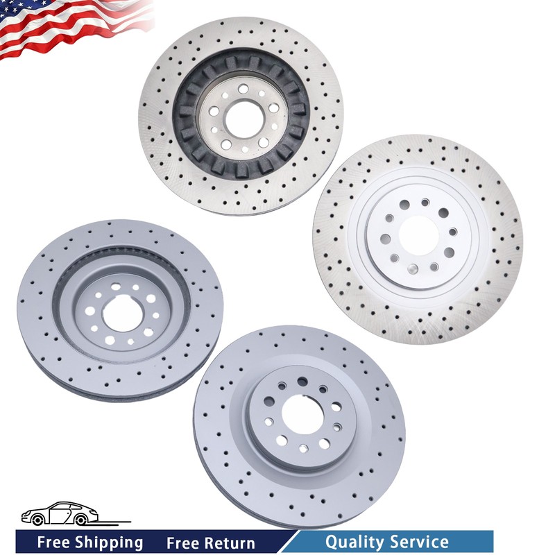 4PCS Front Rear 2PC Drilled Vented Rotors Fit Maserati Ghibli Quattroporte 17+