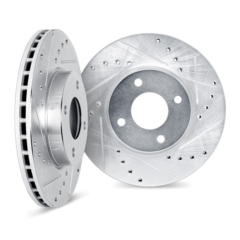 For Toyota Paseo 1996 97 98 1999 Brake Rotor Set | Silver | Drilled And Slotted gallery