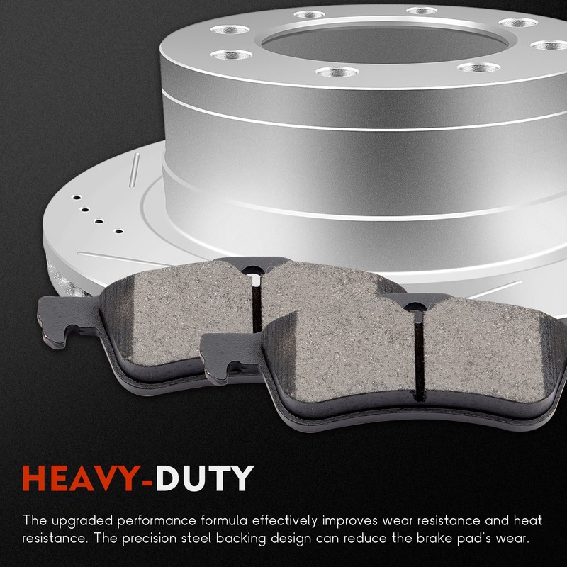 Front & Rear Drilled Slotted Brake Rotors And Pads For Dodge Ram 1500 2500 3500 gallery