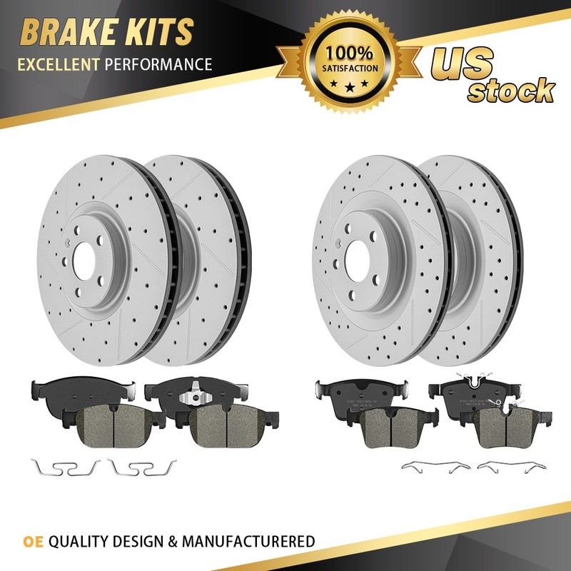 Front Rear Drilled Brake Rotors + Pads w/ Hardware for S60 S90 V60 V90 XC60 XC90
