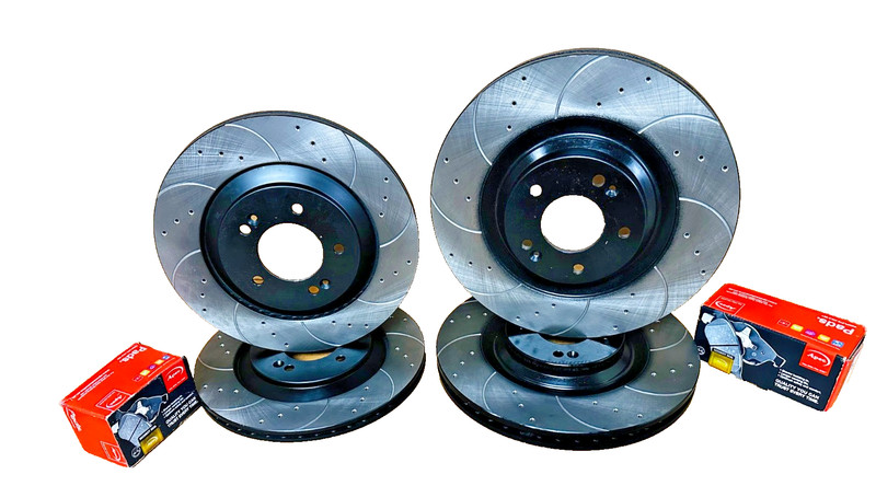 FOR HYUNDAI i30 N PERFORMANCE FRONT REAR DRILLED GROOVED BRAKE DISCS AND PADS gallery