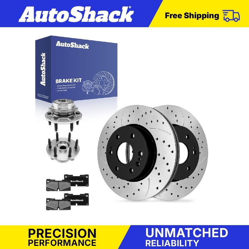 Front Drilled Slotted Brake Rotors Pads Hubs for Chevy Silverado 1500 2019-2022