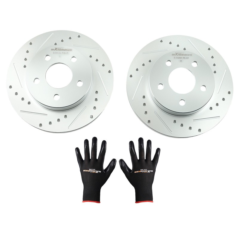 Rear Drilled & Slotted Brake Rotors For Pontiac G5 2007-2010/G6 2005-10 S-55094 gallery