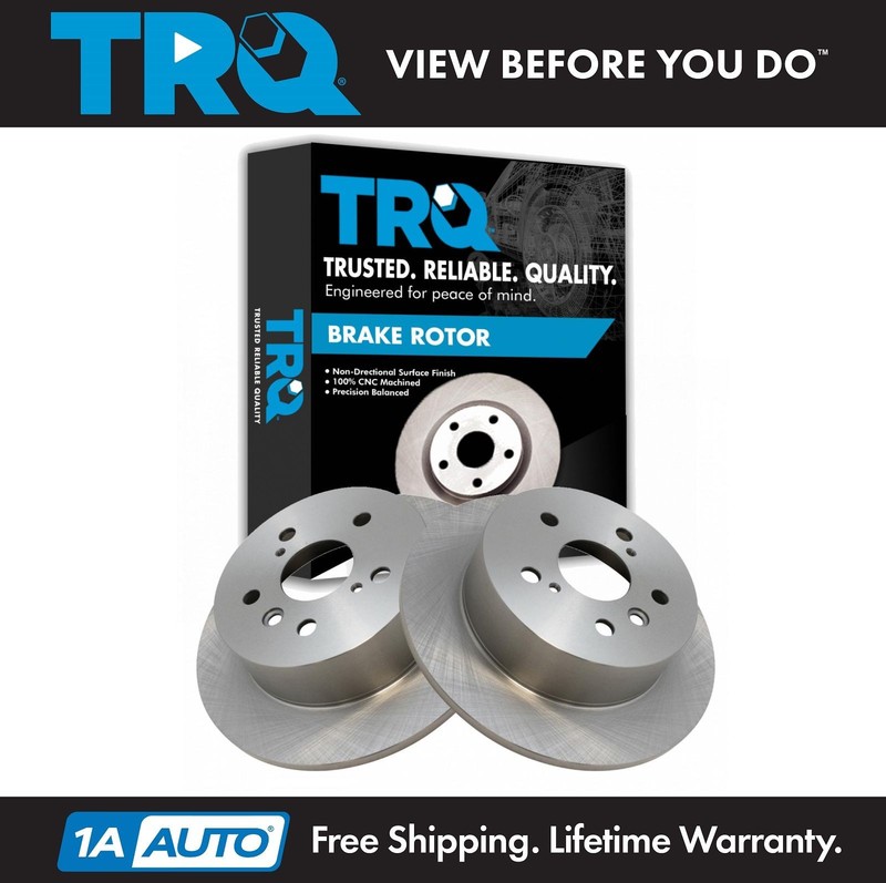 TRQ Driver & Passenger Side Rear Brake Rotor Pair for Toyota Camry Avalon ES350