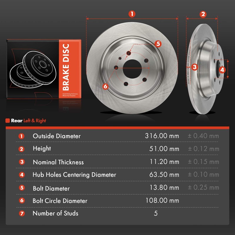 2x Disc Brake Rotors for Ford Escape 2017-2019 Fusion 13-20 Lincoln MKC MKZ Rear gallery