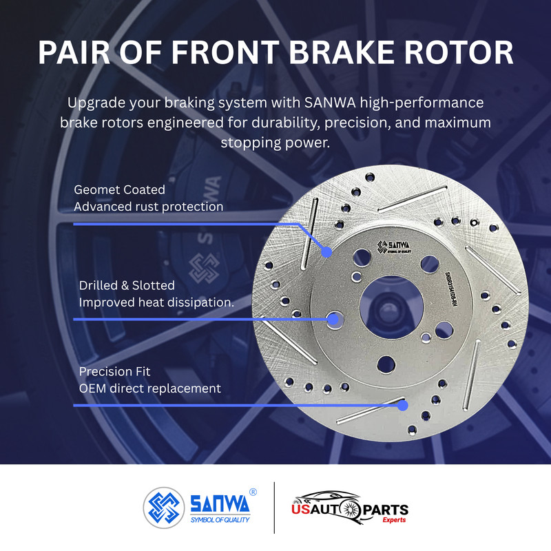 PAIR OF FRONT BRAKE ROTOR VENTED & GEOMET COATED D&S 255MM FOR TOYOTA 2010-2017 gallery