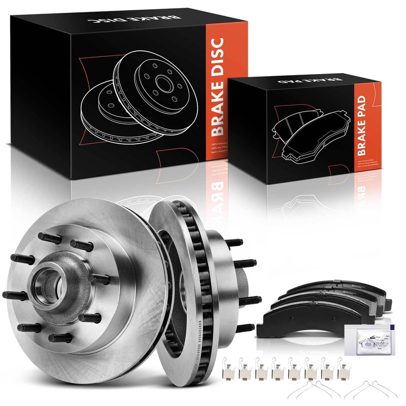New Front Disc Brake Rotors + Ceramic Brake Pads for Ford F-250 F-350 Super Duty