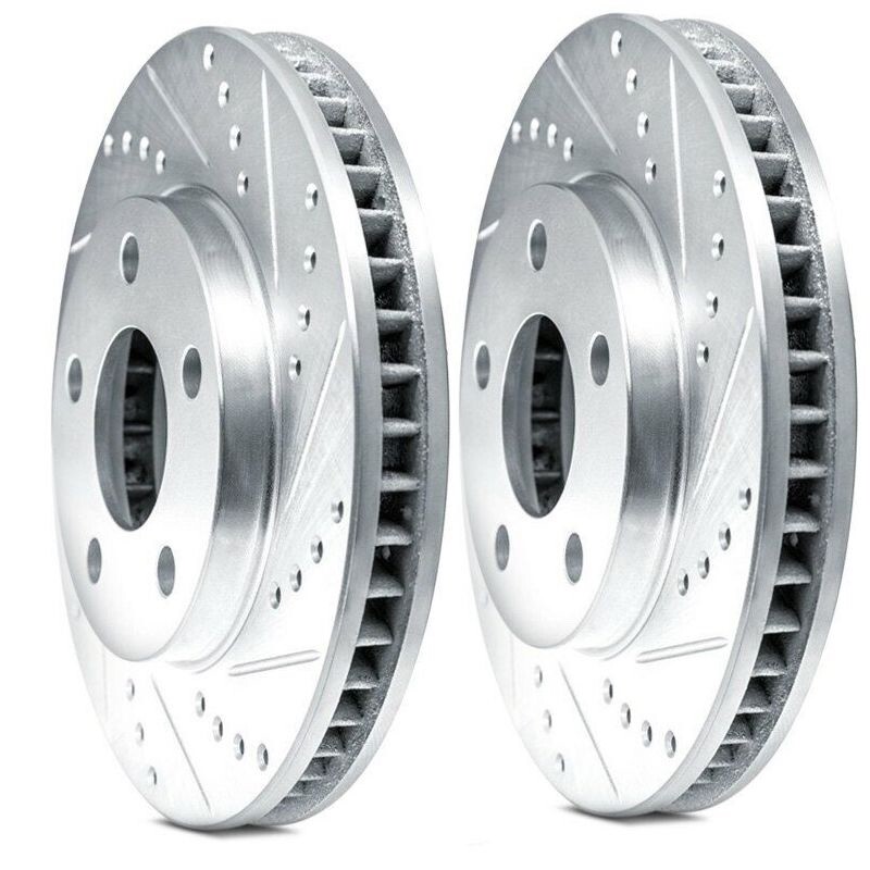 Disc Brake Rotors -Drilled And Slotted- Silver Rear Left and Right DFC 631-76069