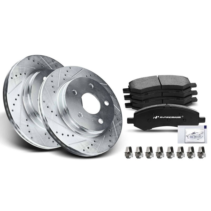 Front Drilled & Slotted Brake Rotors & Ceramic Pad for Dodge Ram 1500 Chrysler gallery