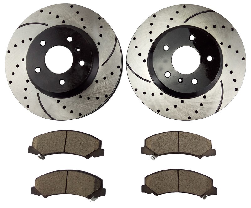 Front Drilled Brake Rotors + Pads for 2006 2007 – 2016 Chevrolet Impala Lucerne