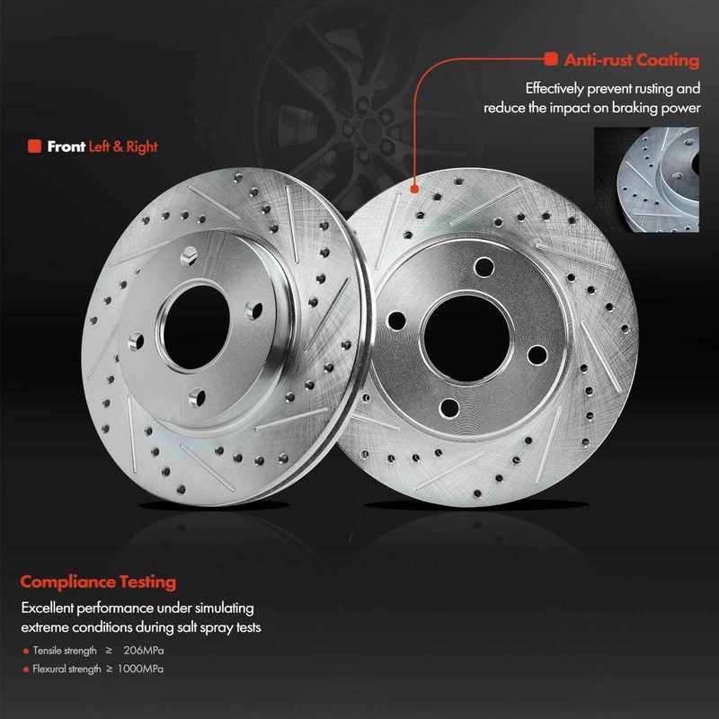 12x Front & Rear Drilled Rotors & Brake Pads for Ford Focus 2001-2004 Exc. SVT gallery