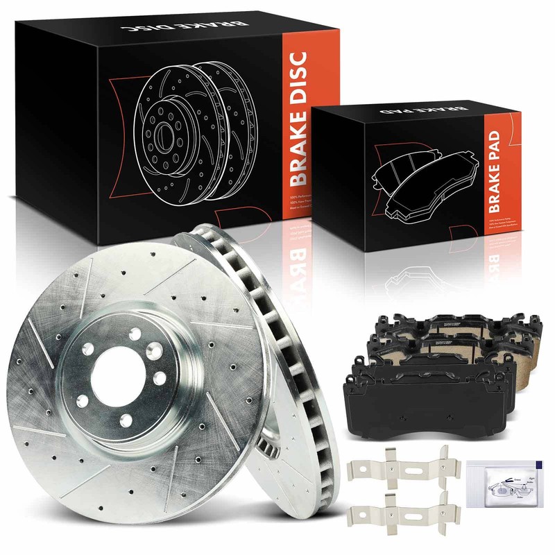Front Drilled Brake Rotors & Ceramic Brake Pads for Land Rover Range Rover/Sport