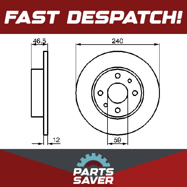 2x Brake Discs Pair Solid fits FIAT DUNA 146 Front 1.1 1.3 1.7D 87 to 90 240.2mm