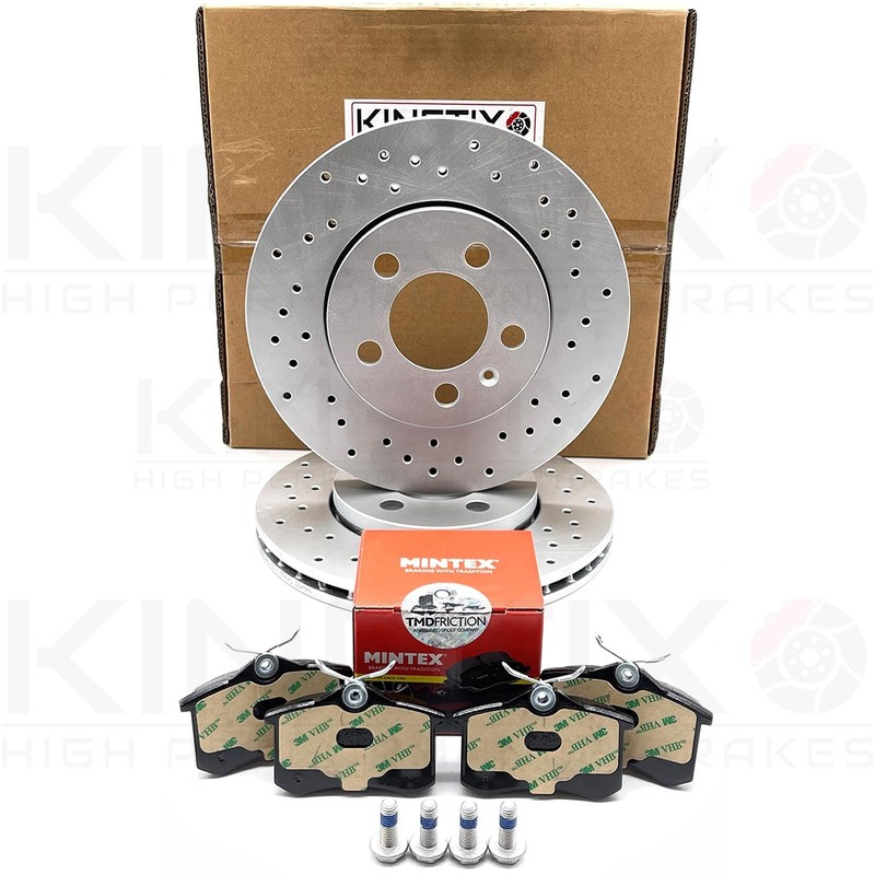 FOR VW BORA 2.8 V6 99-05 REAR CROSS DRILLED BRAKE DISCS MINTEX PADS 256mm