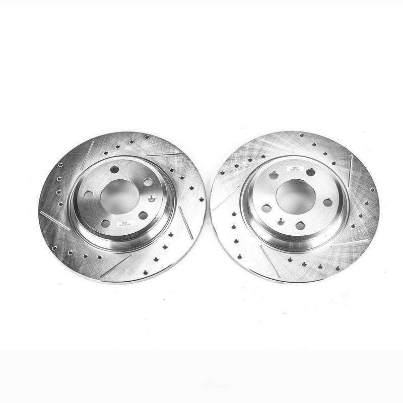 Disc Brake Rotor Set-Rear Drilled, Slotted and Zinc Plated Brake Rotor Pair